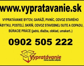 Vypratávanie bytov, odvoz starého nábytku, búracie práce Bratislava